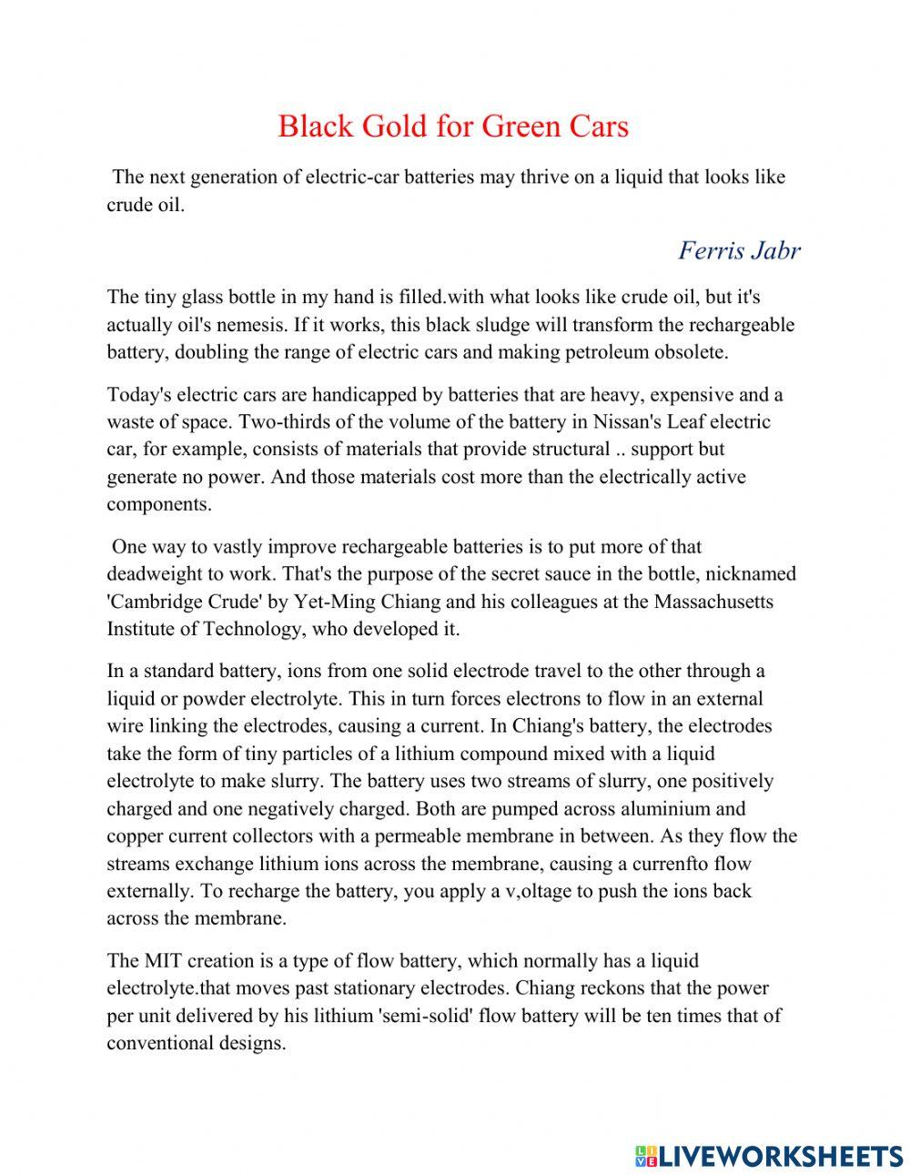 Reading multiple choice