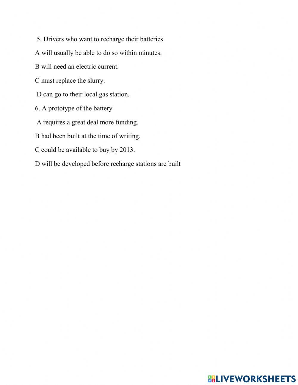 Reading multiple choice