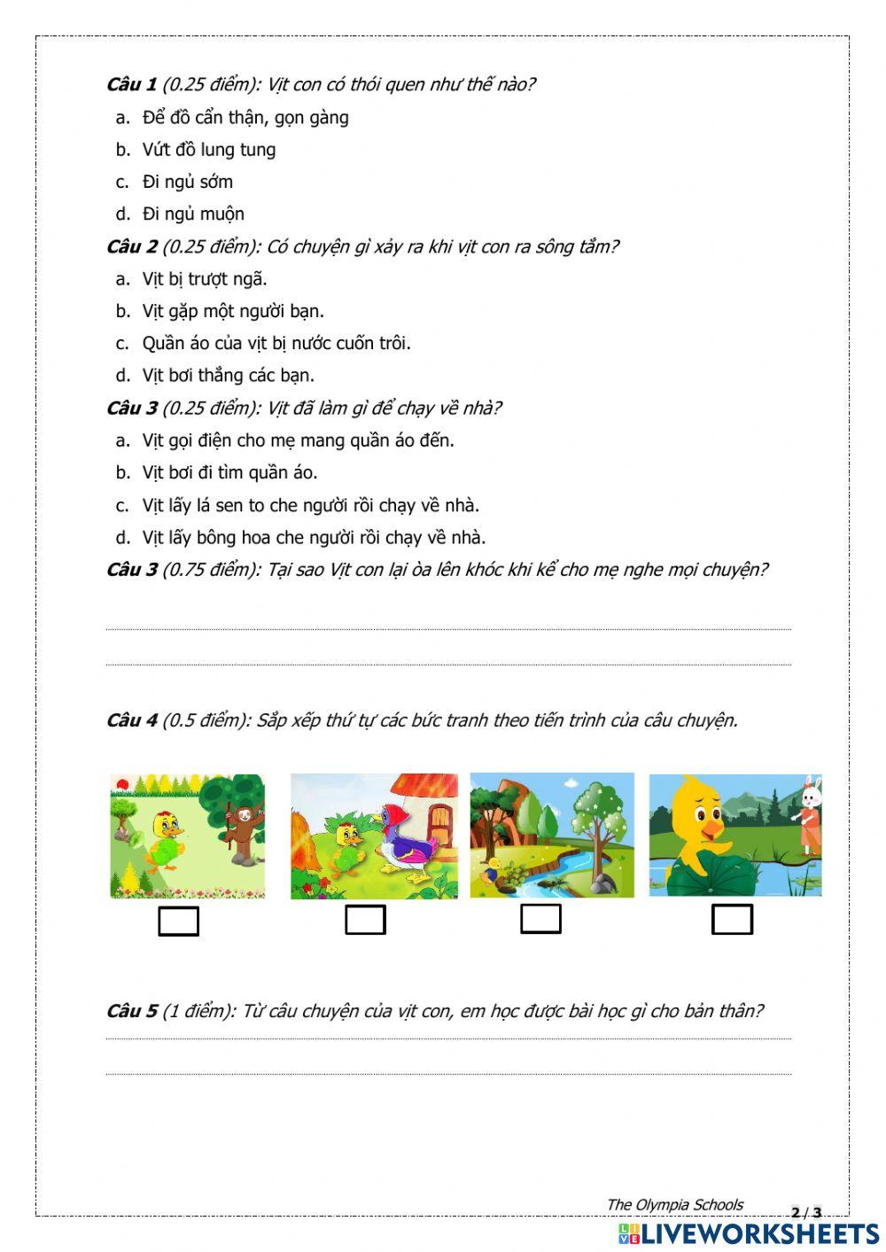 Phiếu rà soát chất lượng Tiếng Việt - Khối 23