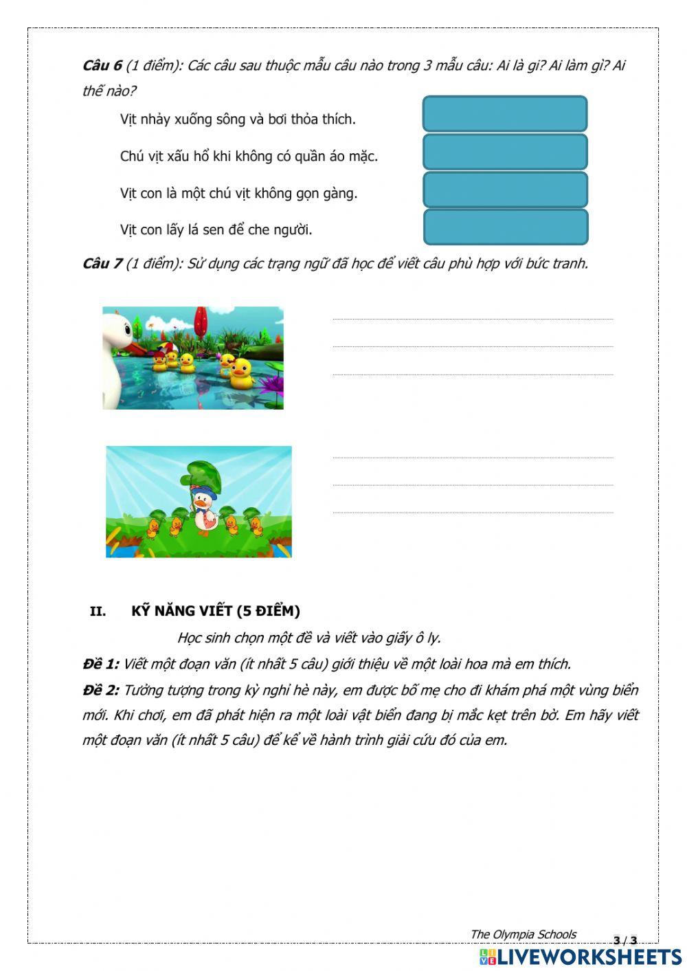 Phiếu rà soát chất lượng Tiếng Việt - Khối 23