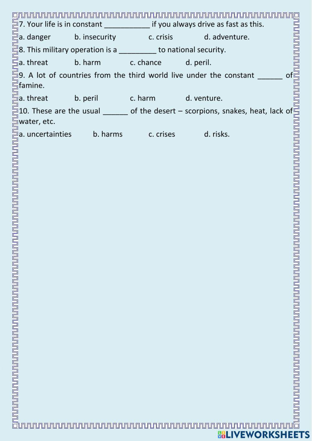 Synonyms Mistakes, Error, Blunder worksheet