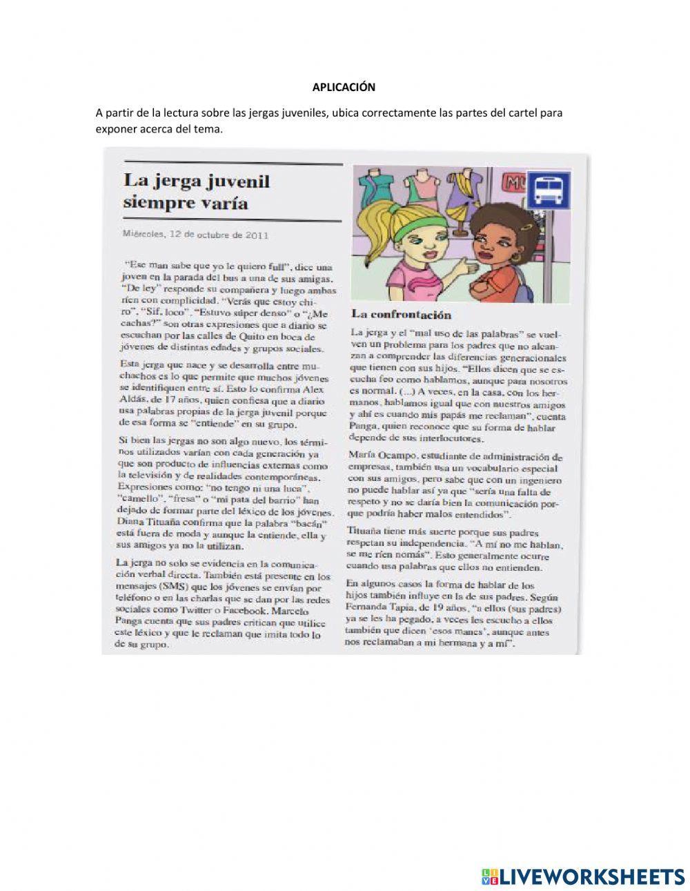 Partes de la exposición