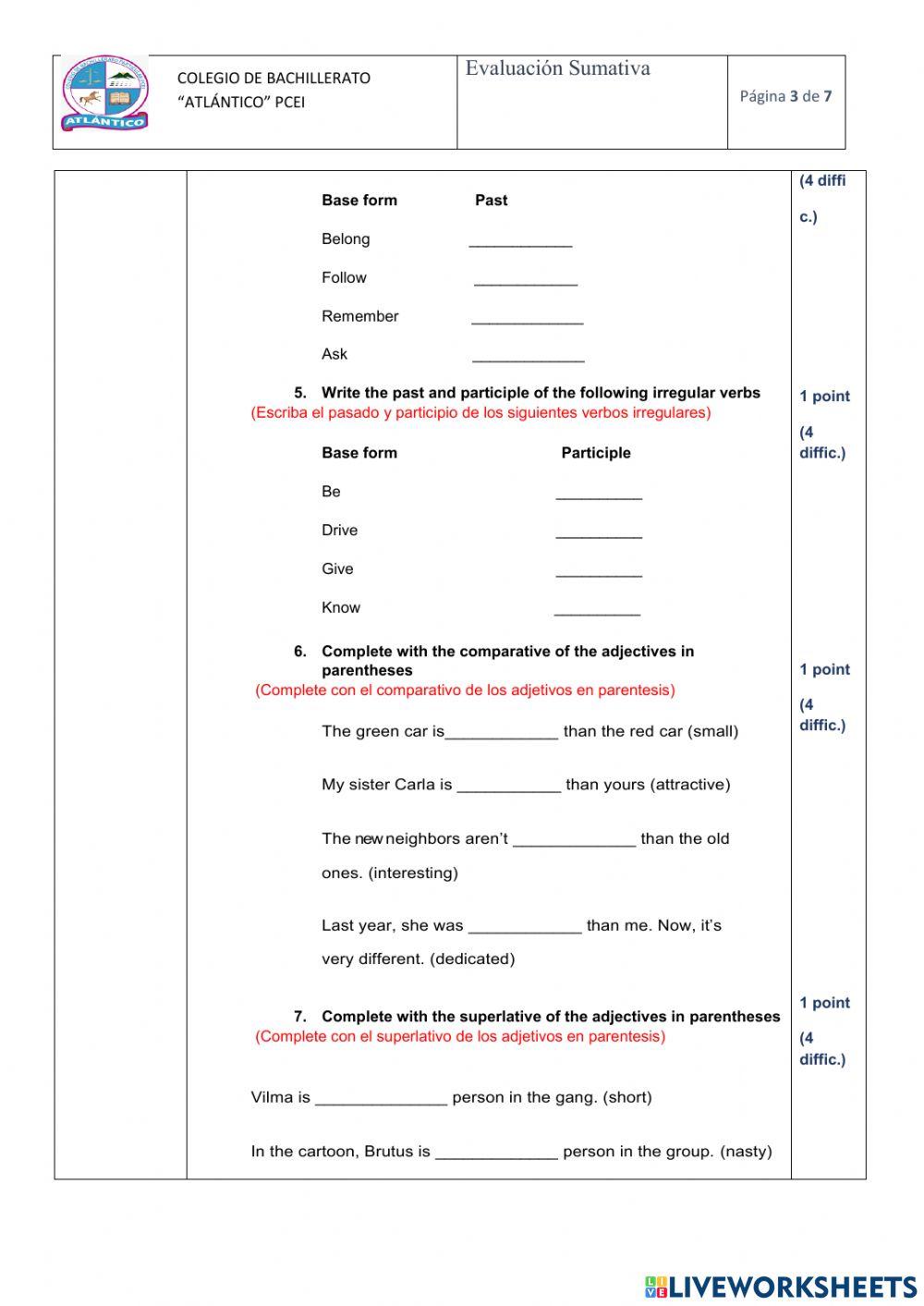 Examen Segundo quimestre 2BGU