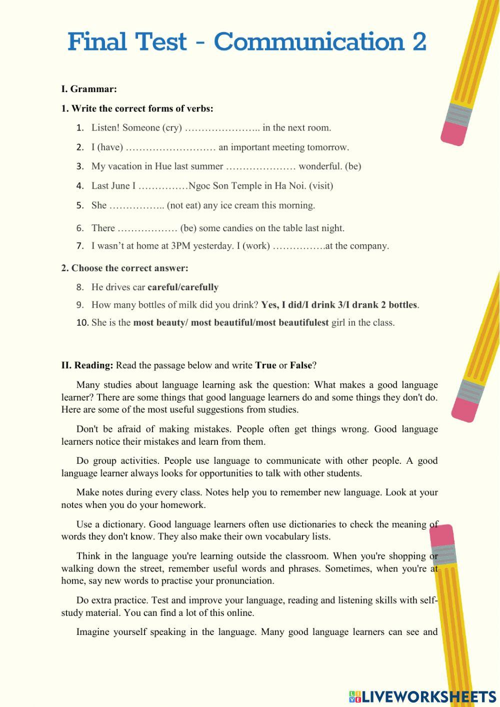 Final Test - Communication 2