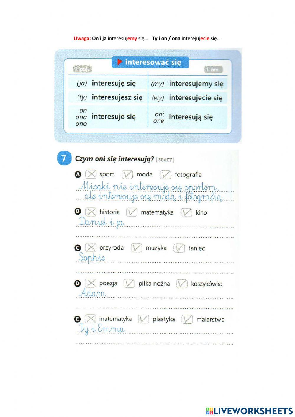 Czym oni się intereują? mówienie