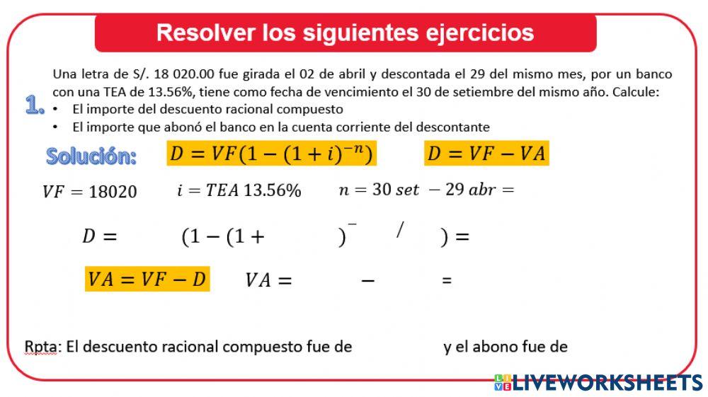 Descuento racional compuesto D 1