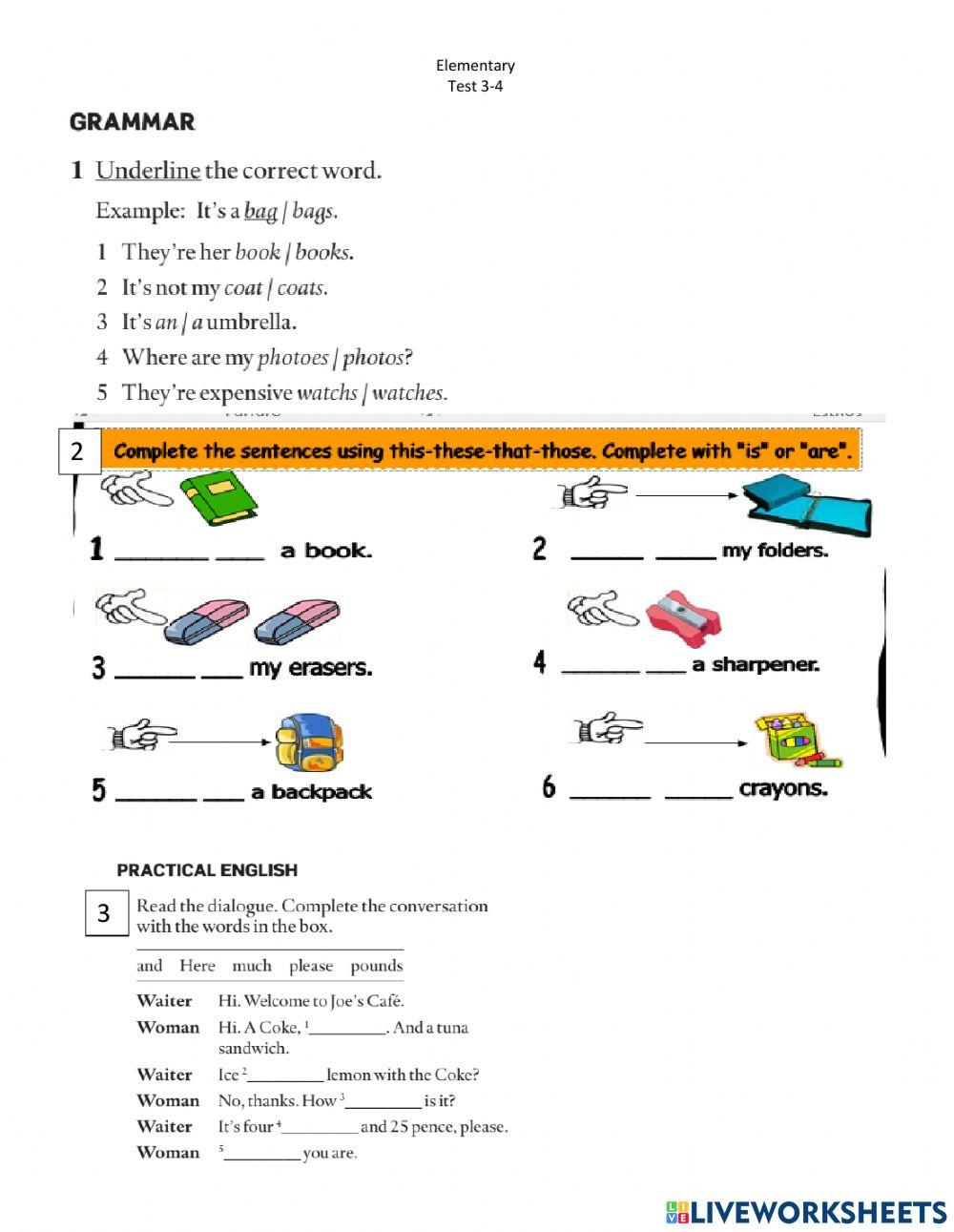 English file exam unit 3and4 begginer