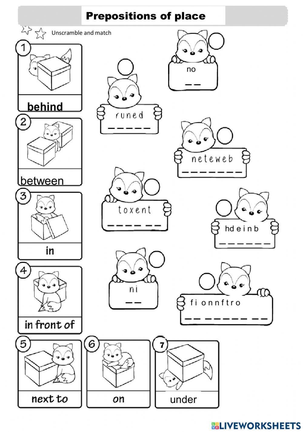 Prepositions of place online exercise for THIRD GRADE Live Worksheets