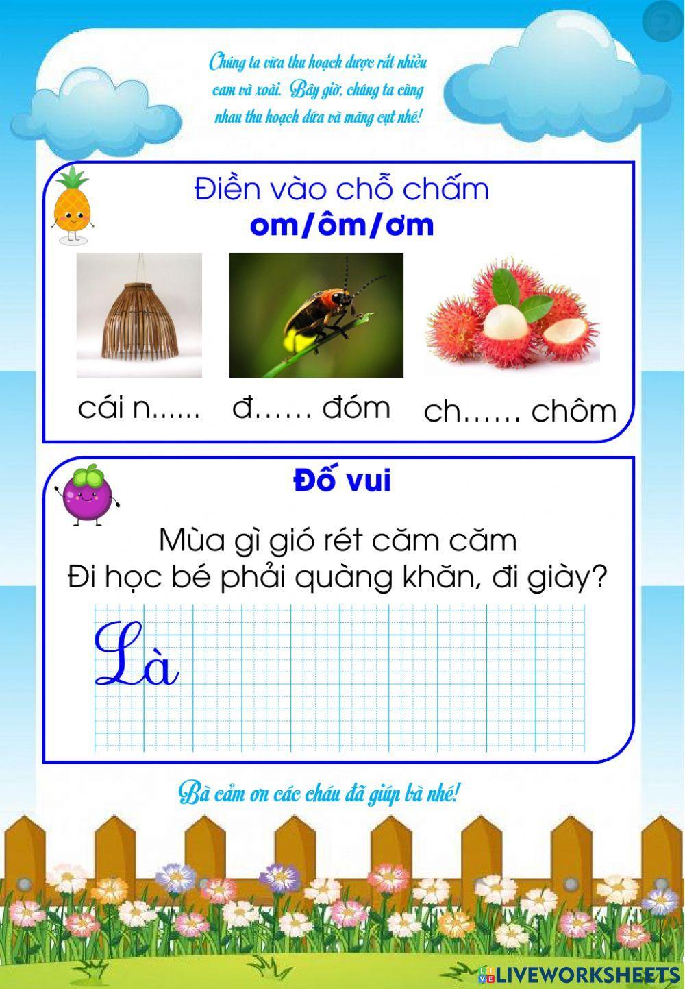 Tiếng việt - Lớp 1 - Tuần 13