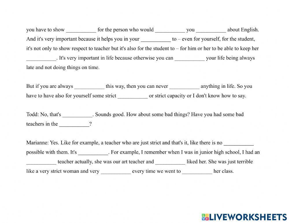 Teachers 1-Good-Bad Teachers Dictation Exercise