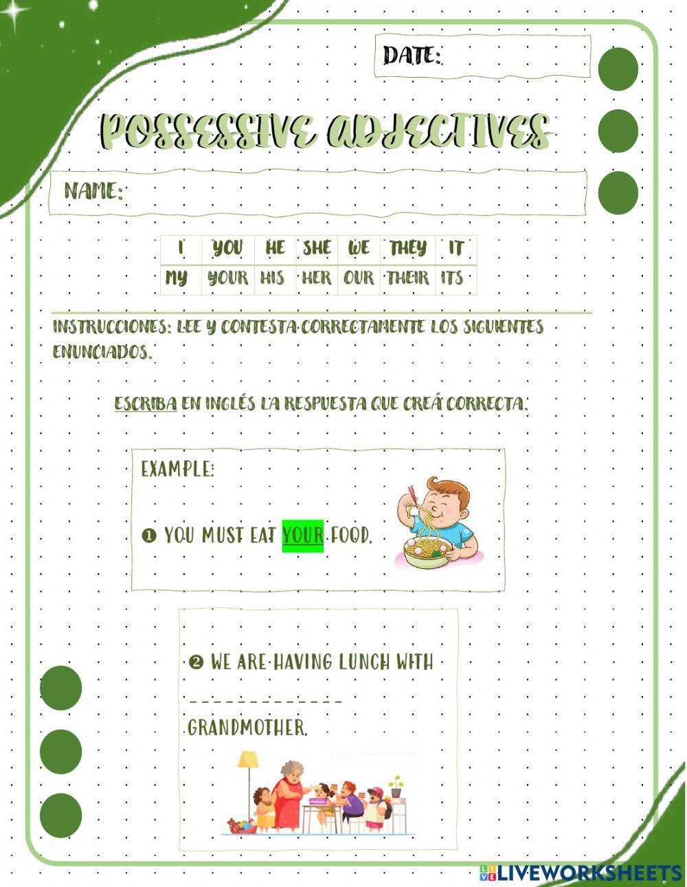 Possessive adjectives Possessive adjectives