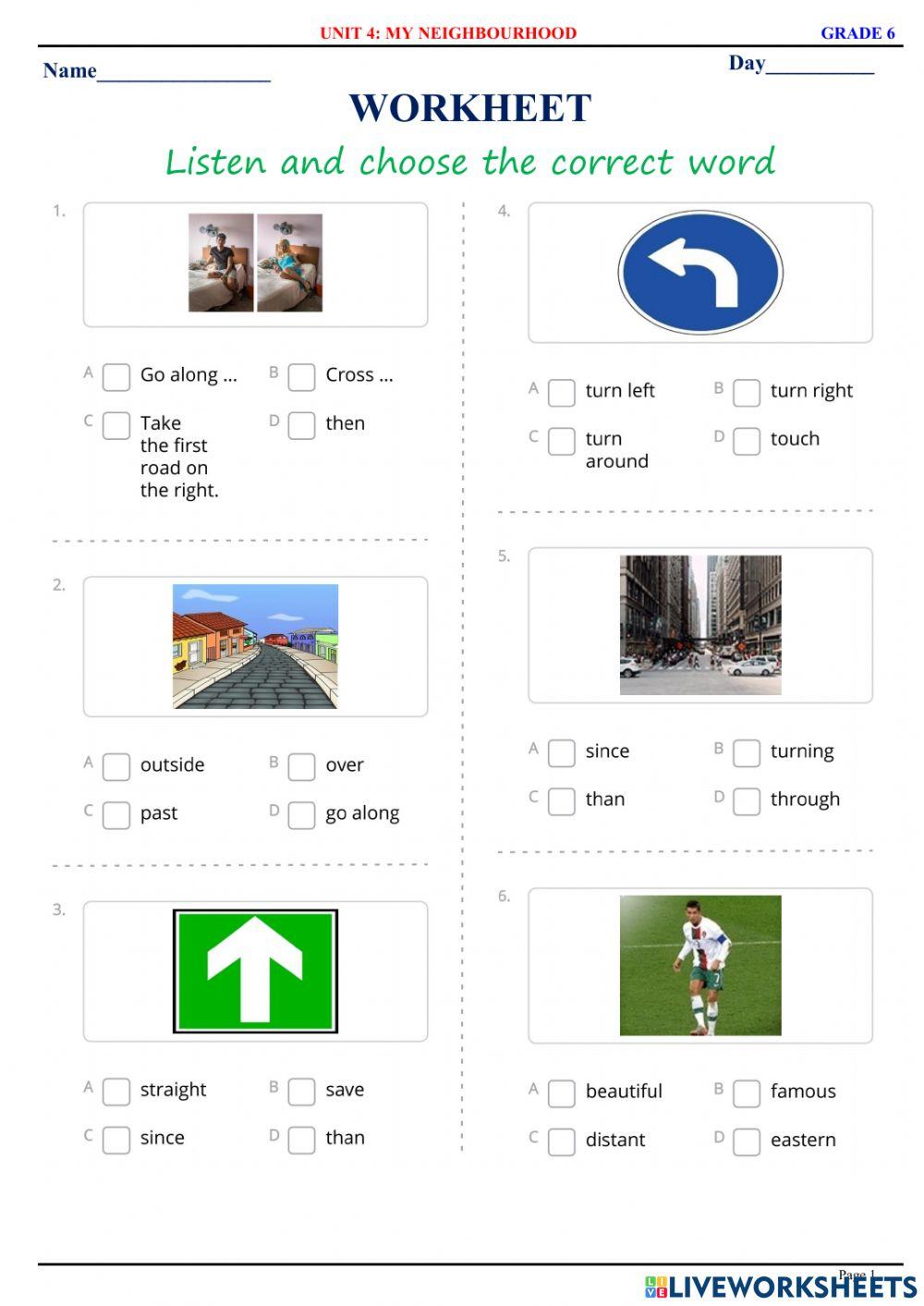 English 6 - Unit 3 - Vocabulary 2 - Quiz