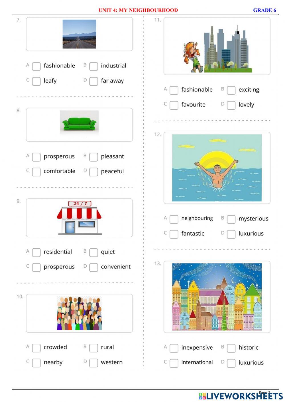 English 6 - Unit 3 - Vocabulary 2 - Quiz