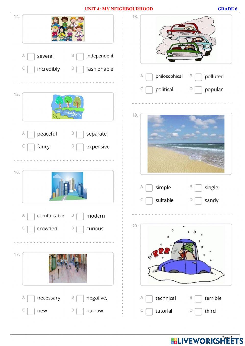 English 6 - Unit 3 - Vocabulary 2 - Quiz