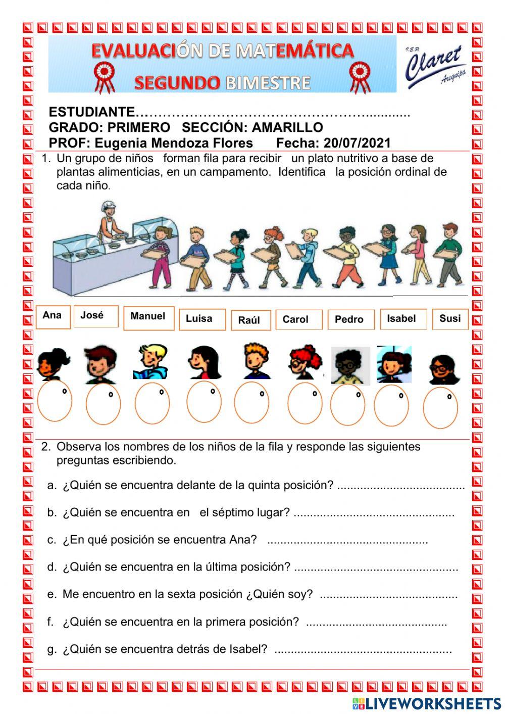 Evaluacion de matematica