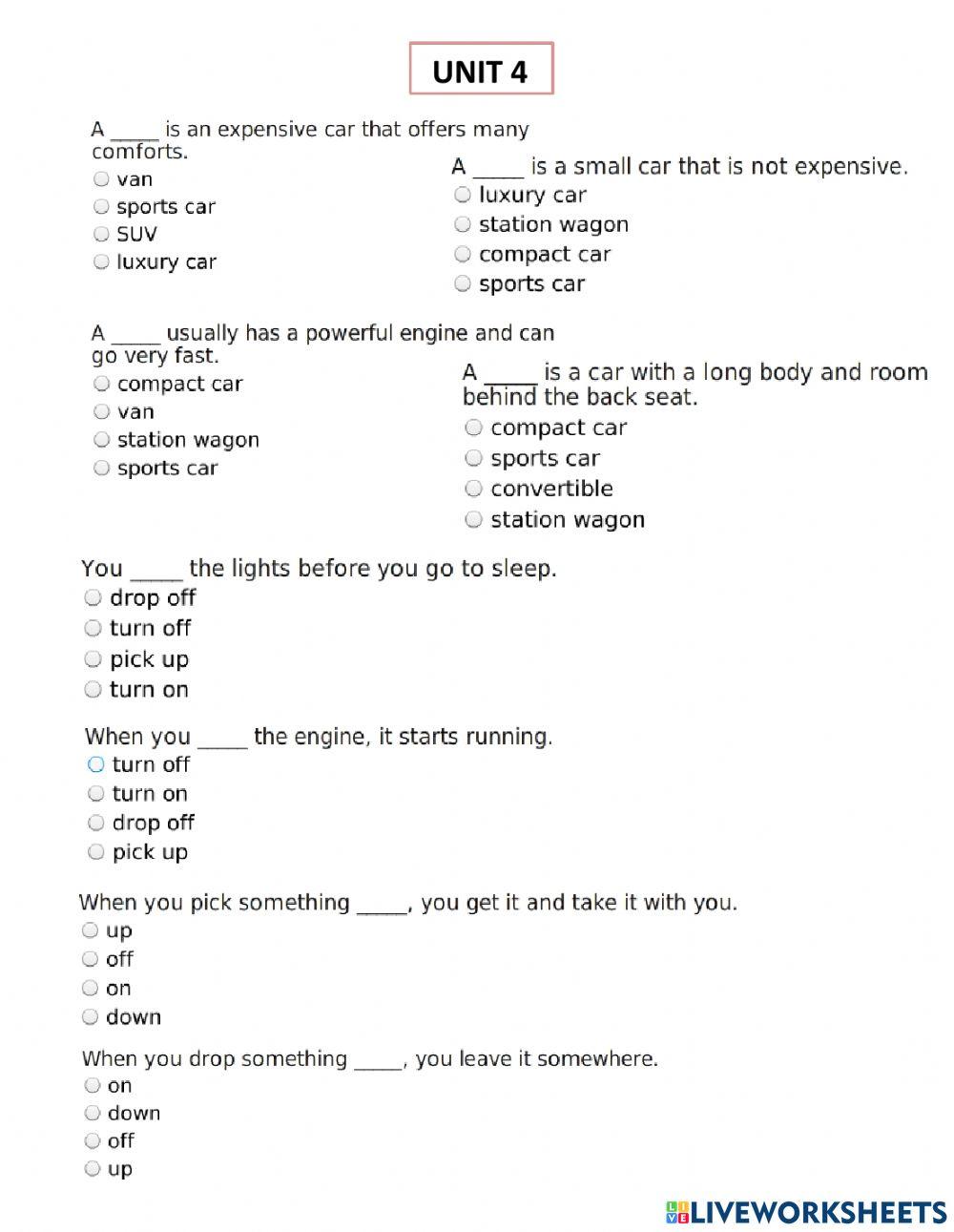 on tap cuoi ki 2.2 unit 4