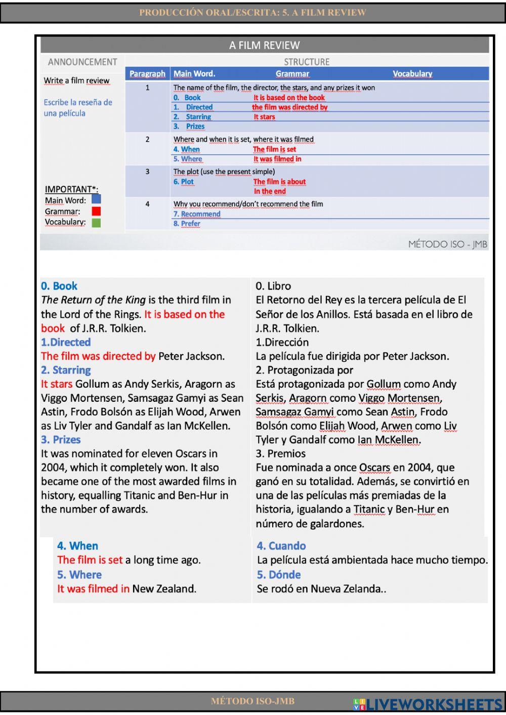 Producción escrita-oral 5. A film review