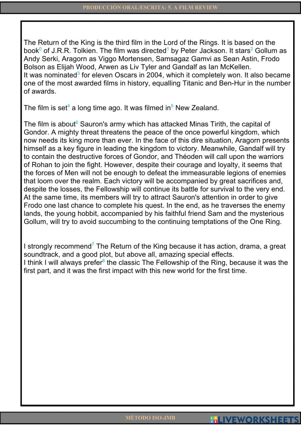 Producción escrita-oral 5. A film review