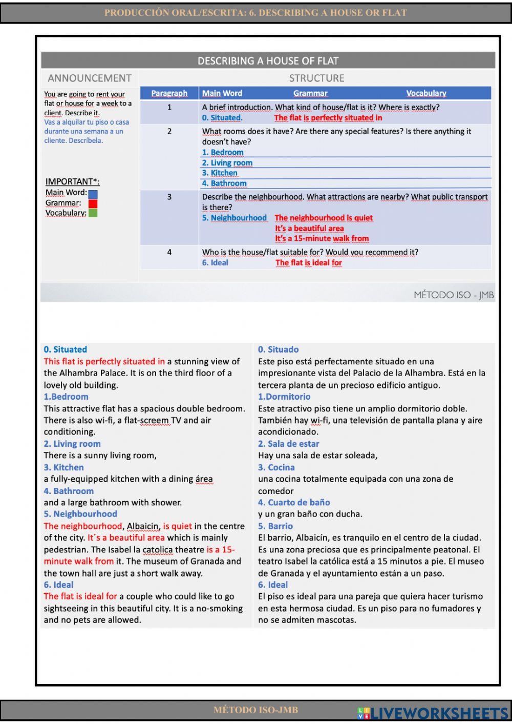 Producción escrita-oral 6. Describing a flat or house