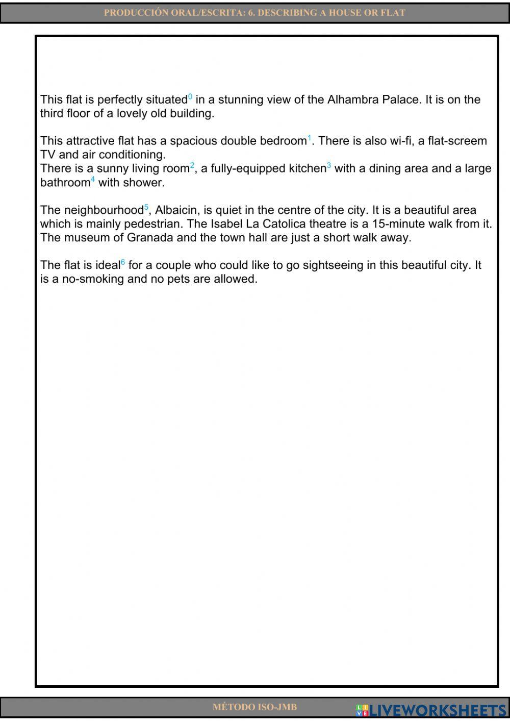 Producción escrita-oral 6. Describing a flat or house