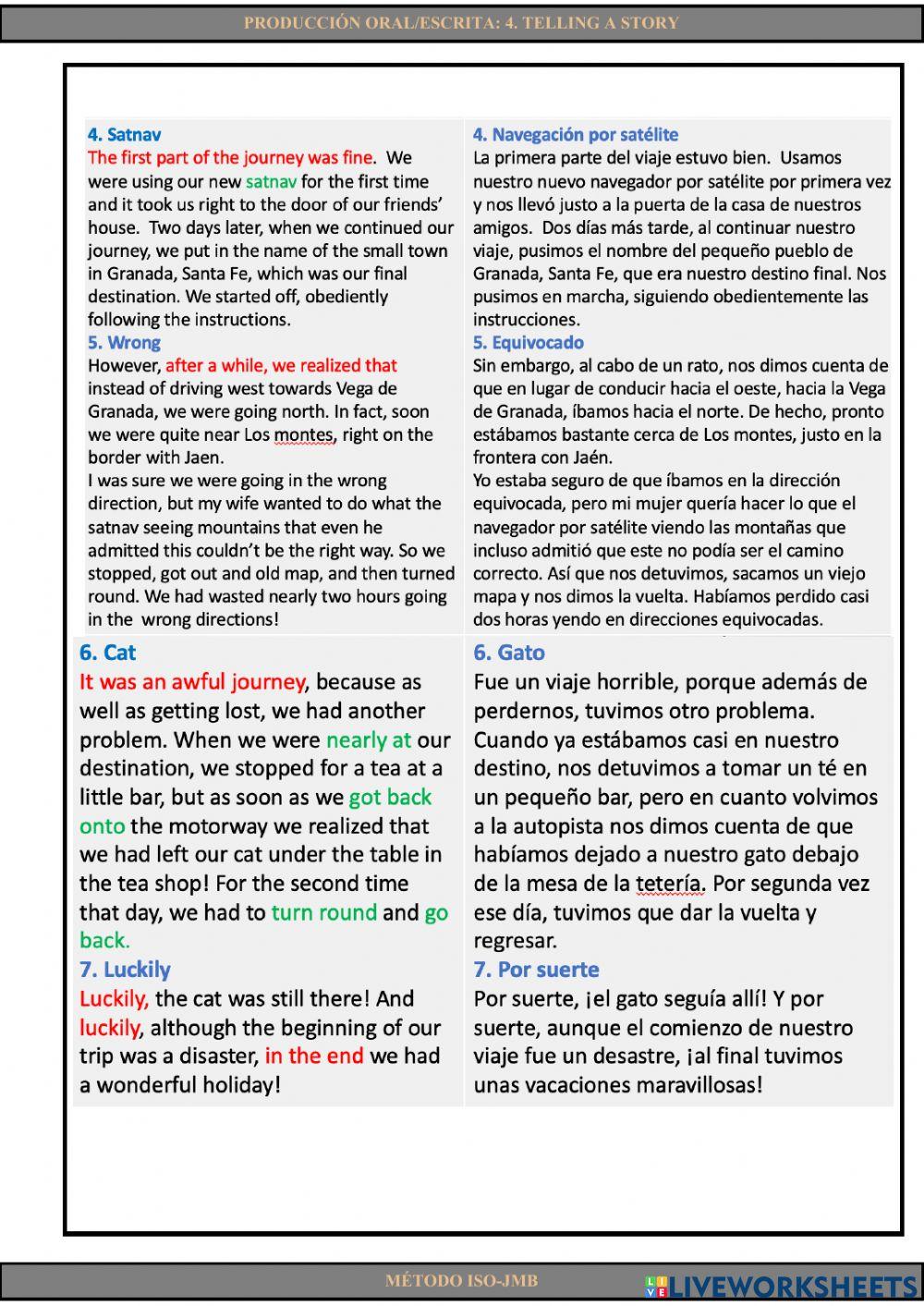 Producción escrita-oral 4. Telling a story