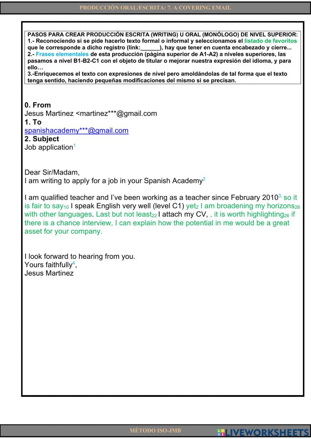 Producción escrita-oral 7. A covering email