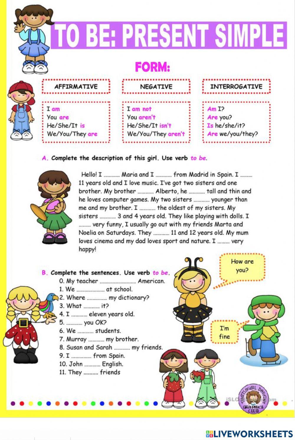 Present Simple online exercise for Grade 1 | Live Worksheets