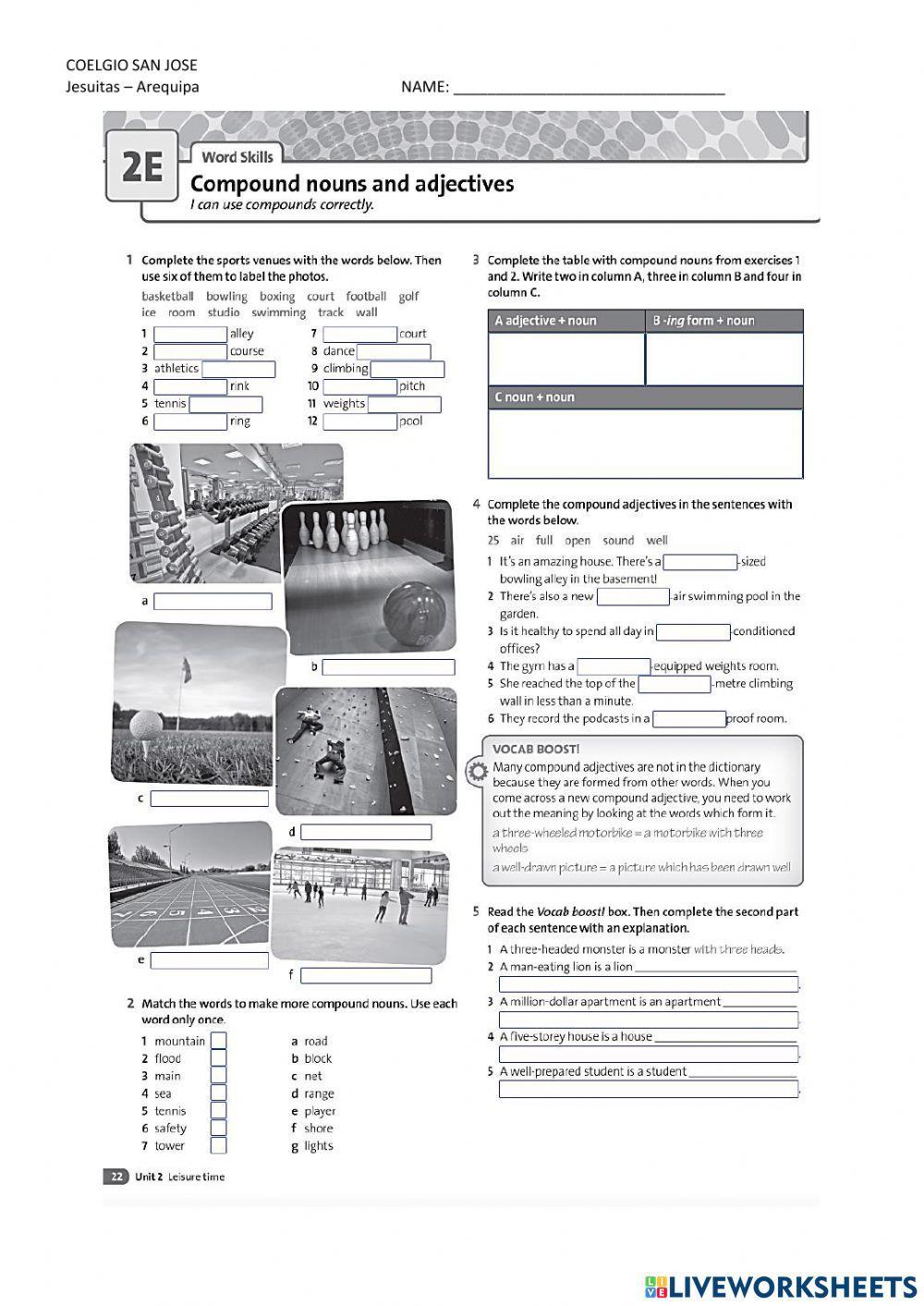 Compound adjectives and nouns