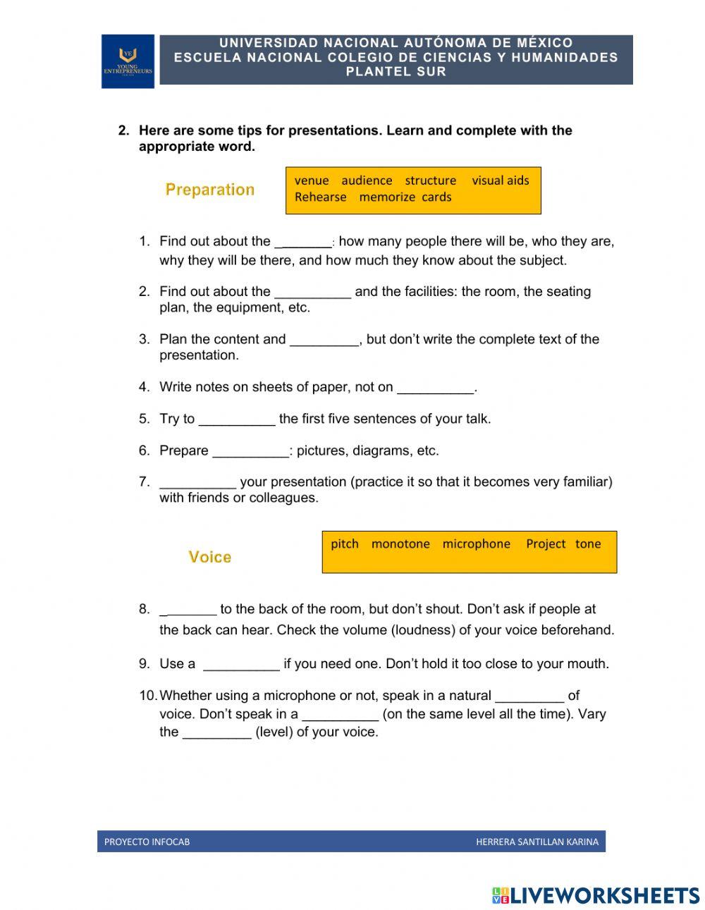 15 Oral presentation project