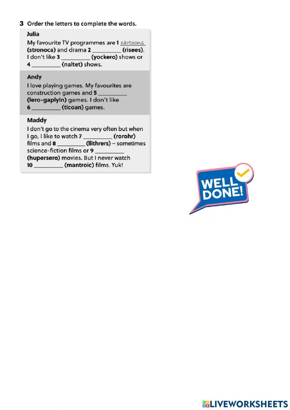 Films, programmes and games