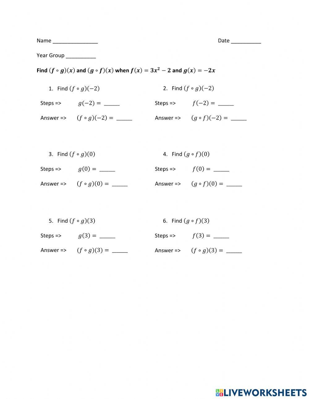 Composite Functions - Find the Output