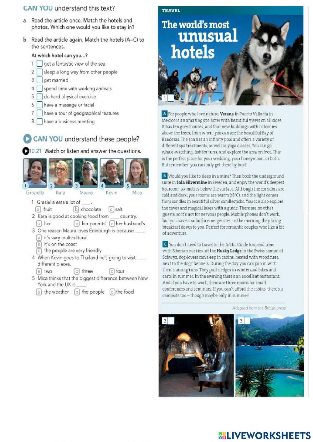 Reading and listening practice