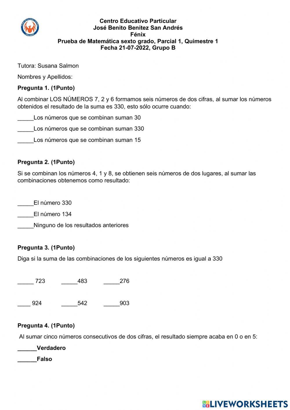 Matemática sexto 21-07 Bateria B