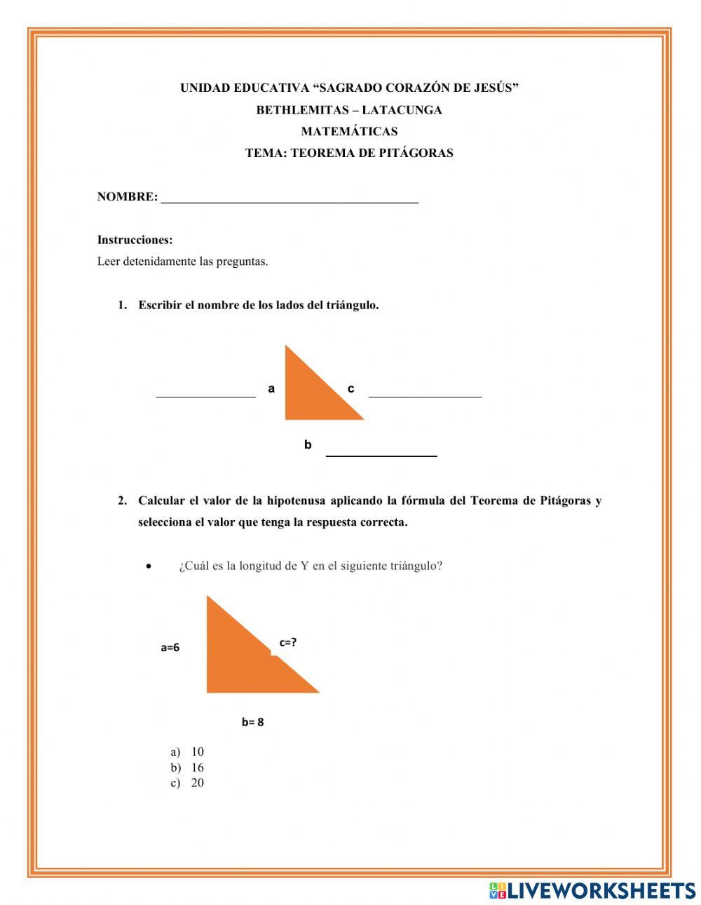 Teorema de pitagoras