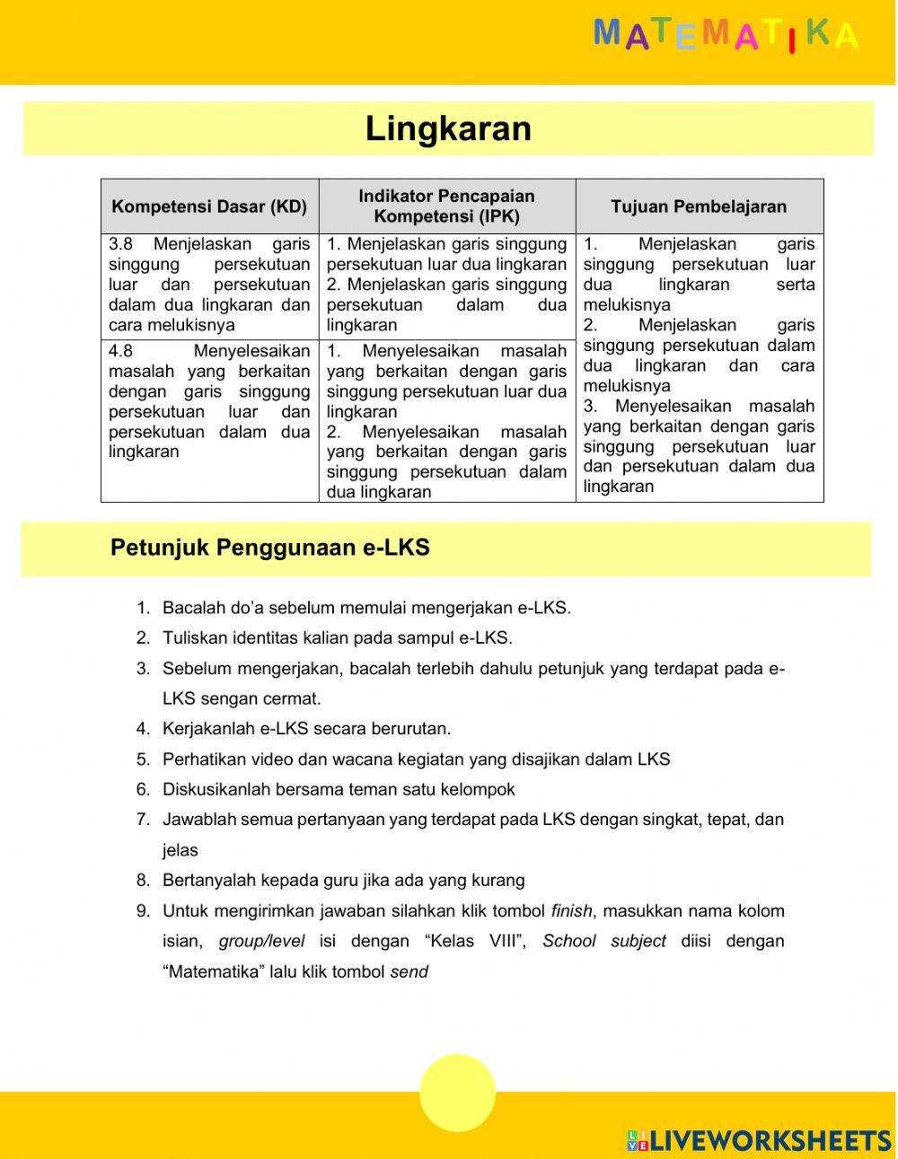 Garis singgung persekutuan dalam lingkaran