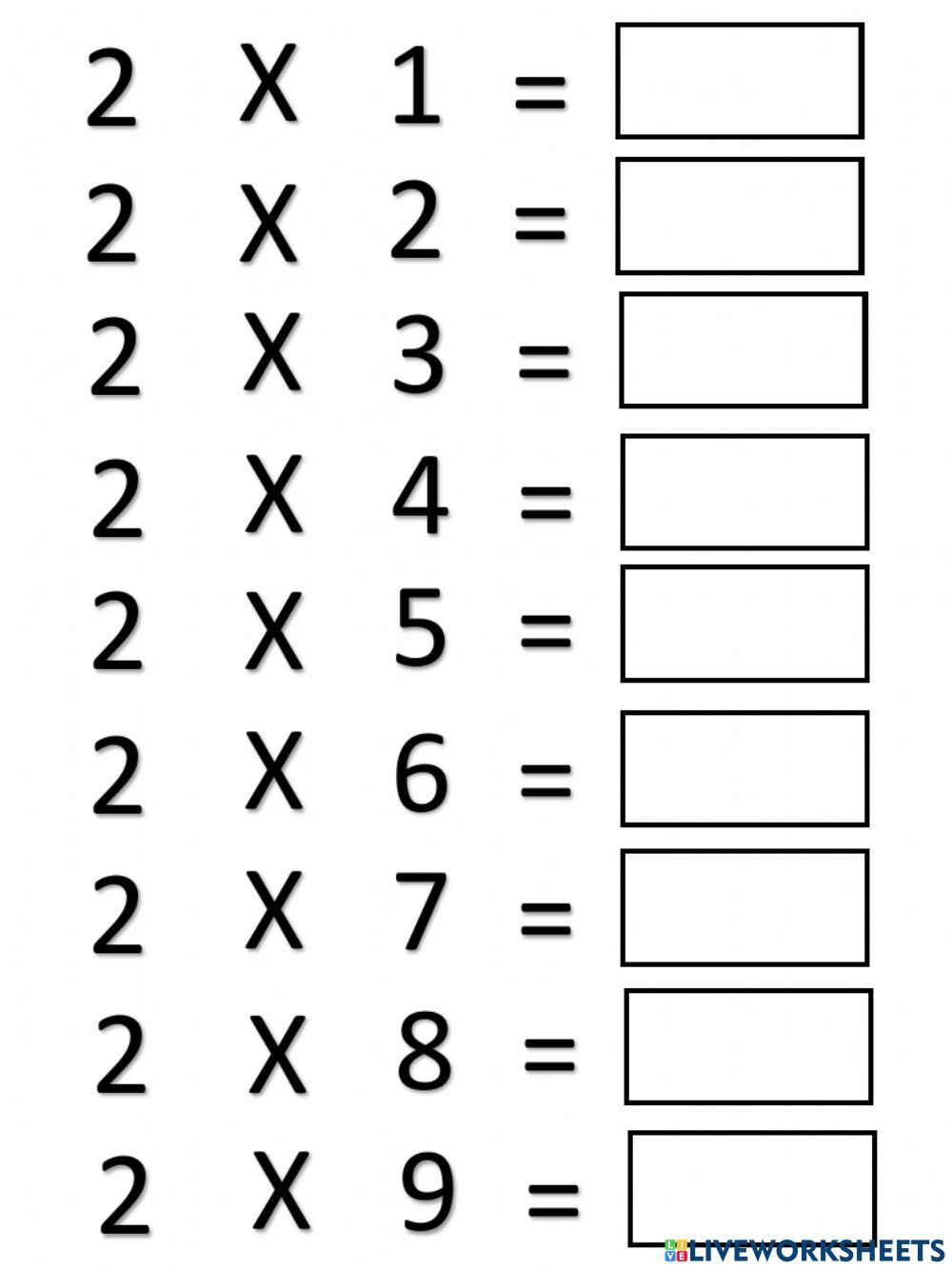 Multiply 2 activity Live Worksheets