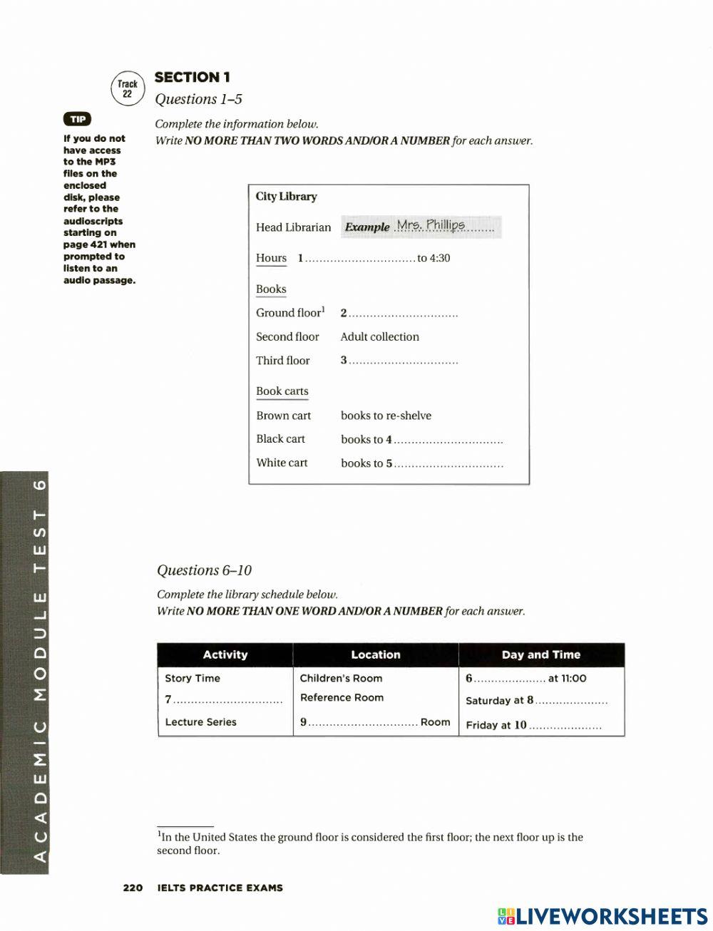 Ielts listening test 6