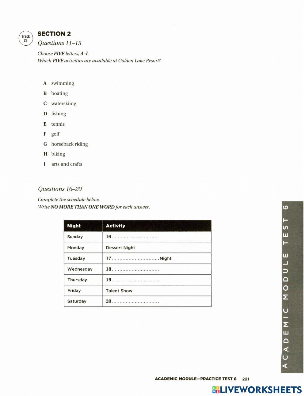 Ielts listening test 6