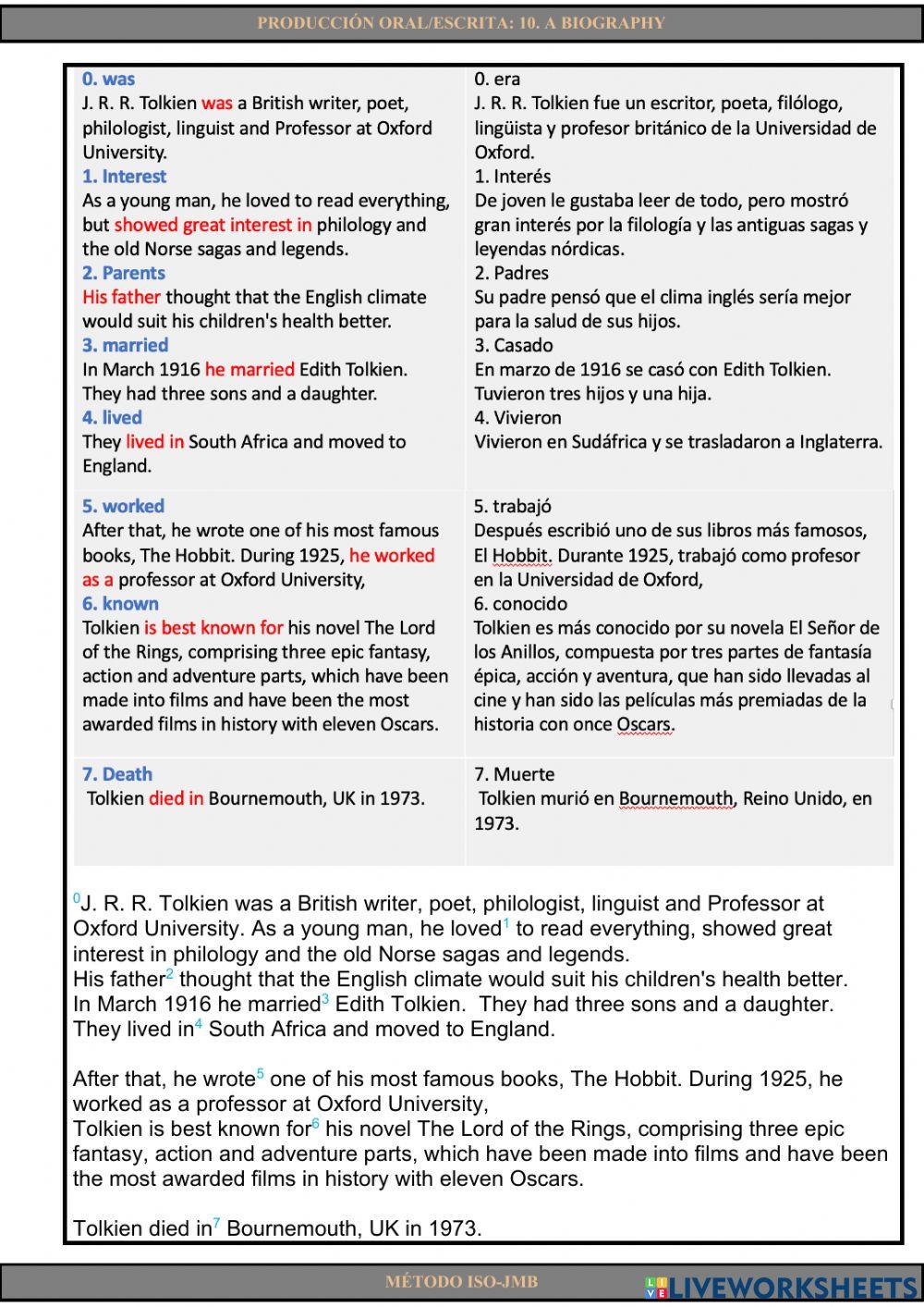 Producción escrita-oral 10. A biography