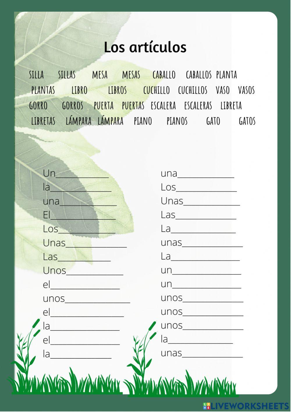 Verbo ser y artículos