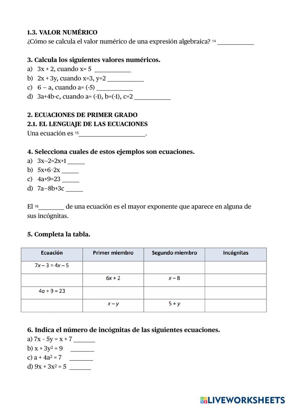Álgebra 1ºeso