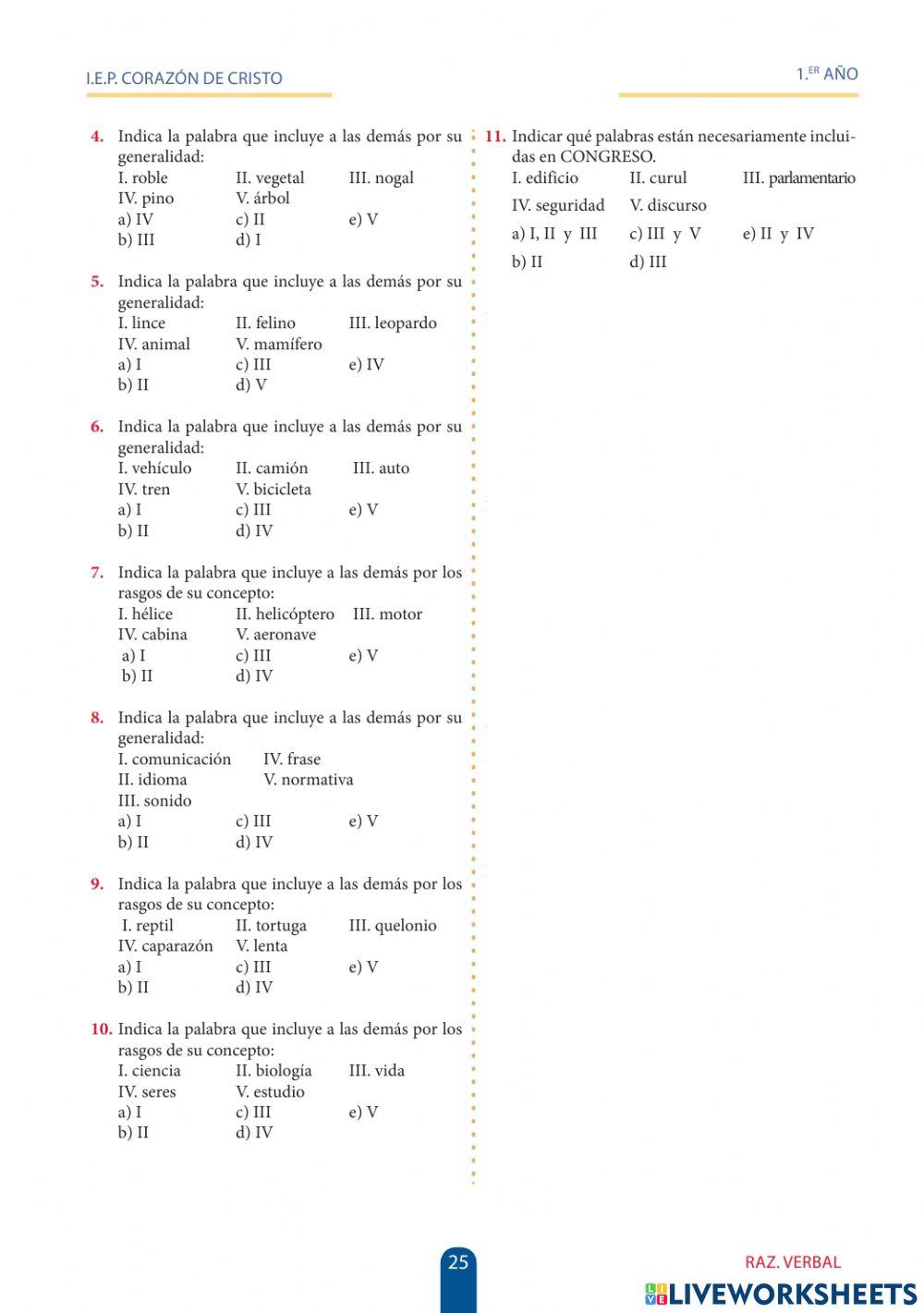 Inclusion | Free Interactive Worksheets | 2099526