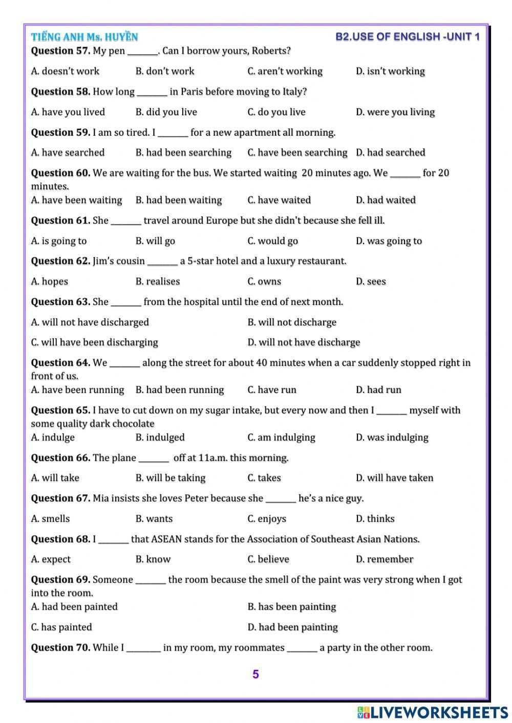 B2. use of english. test unit 1