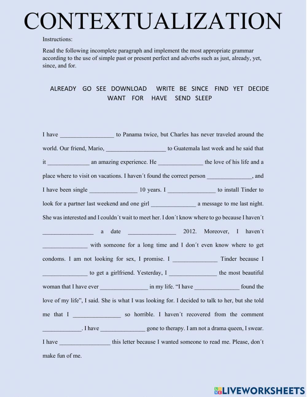 Contextualization - Present Perfect Tense vs Simple Past