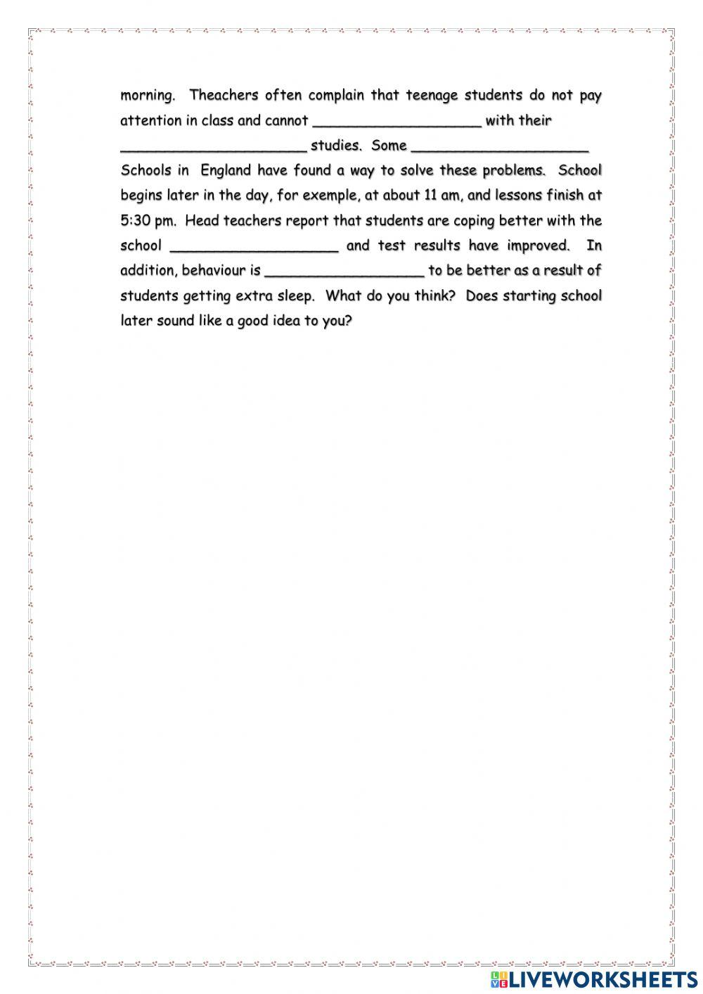 Vocabulary about schools