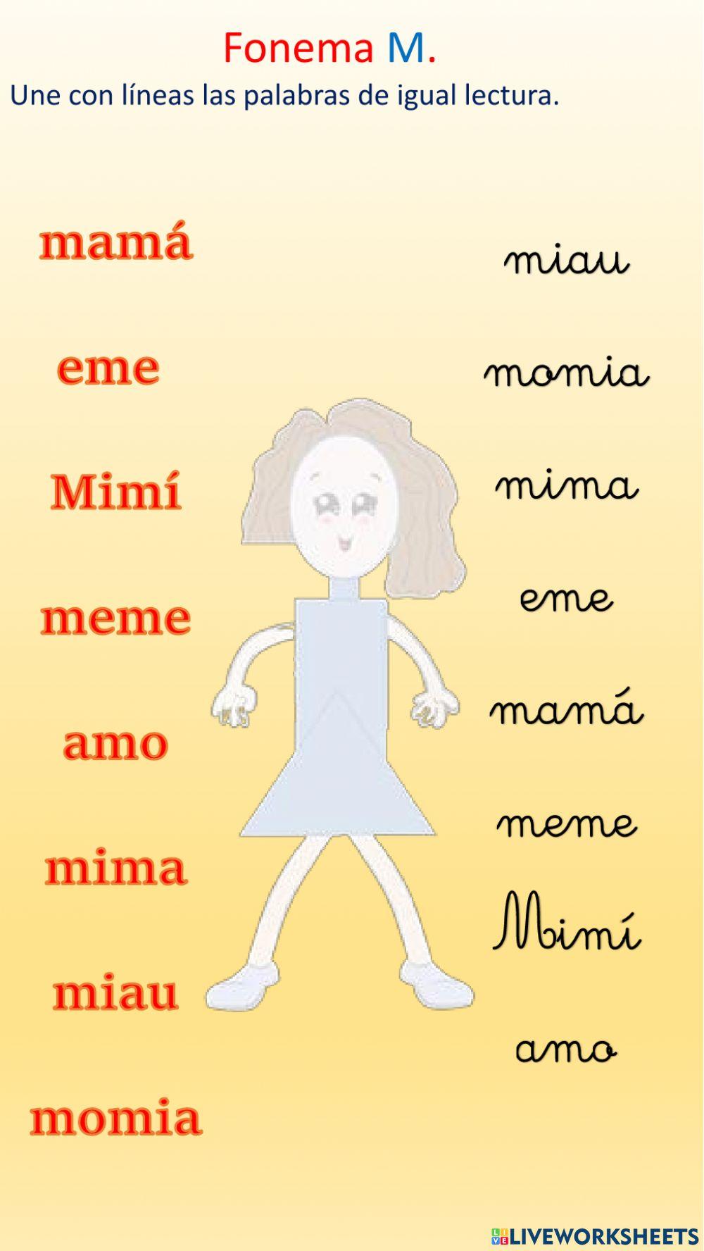 Une con líneas las palabras de igual lectura