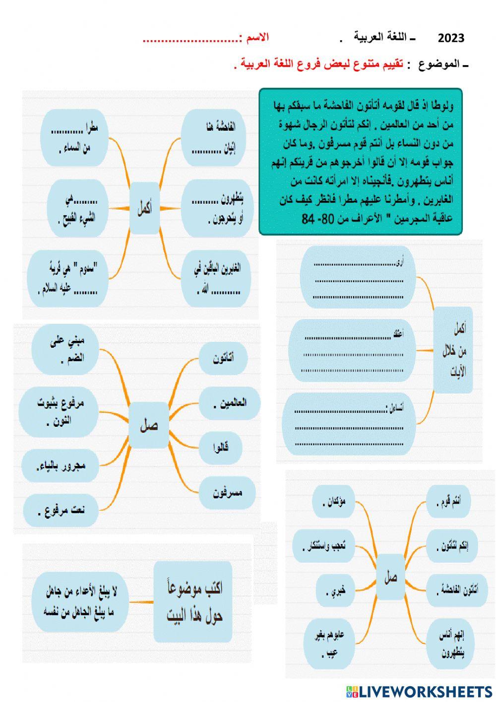 تقييم متنوع للغة العربية