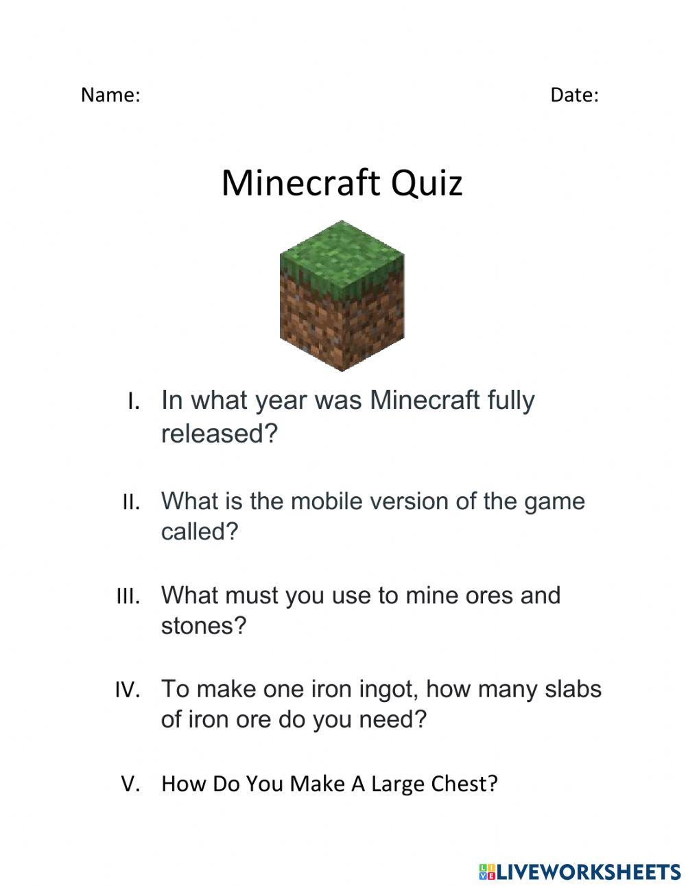 Minecraft quiz e muito legal