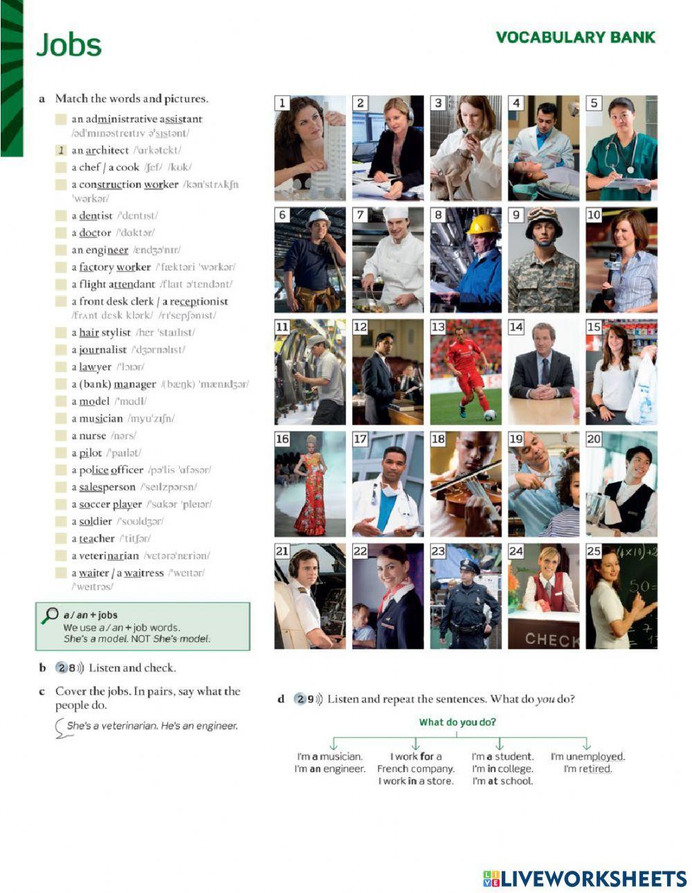 Work and Play | Free Interactive Worksheets | 7101585