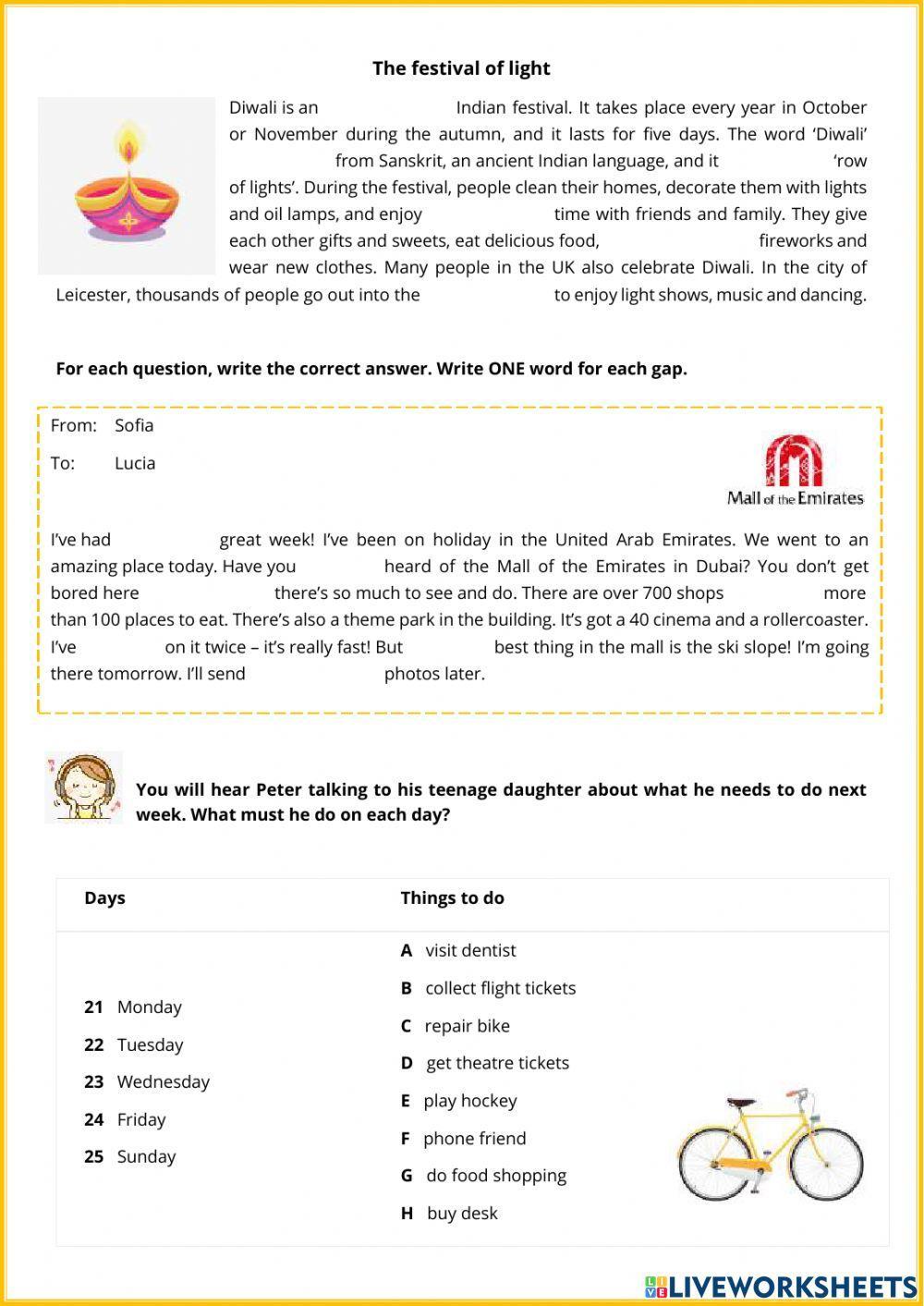 KET Reading and Listening test